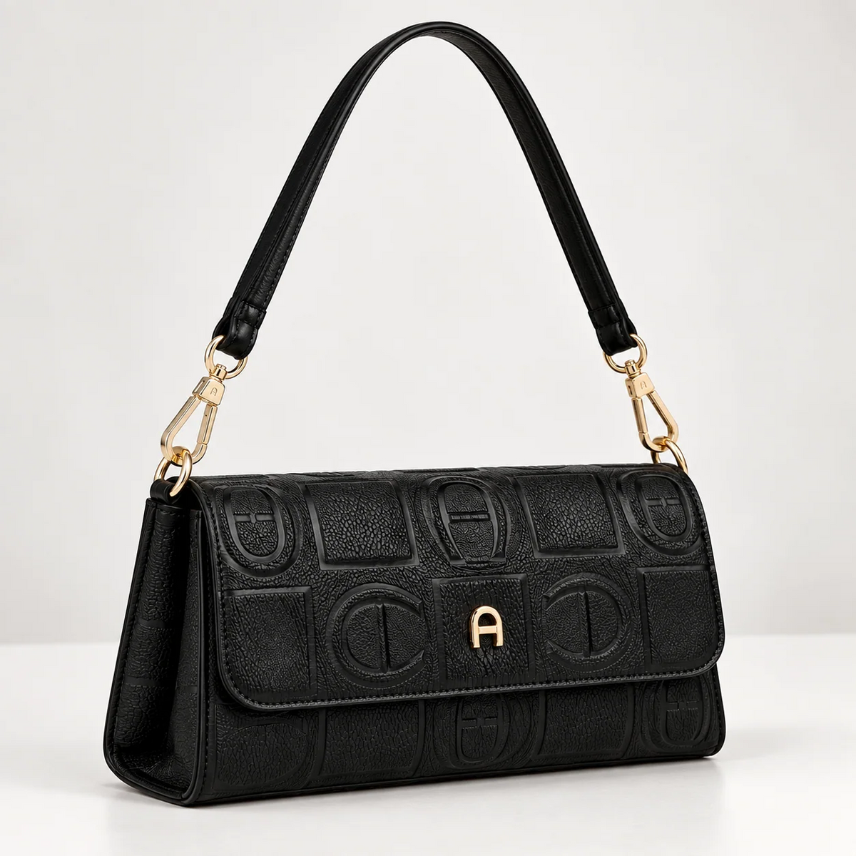 Embossed Pattern Flap Rectangular Pu Leather Shoulder & Crossbody Bag