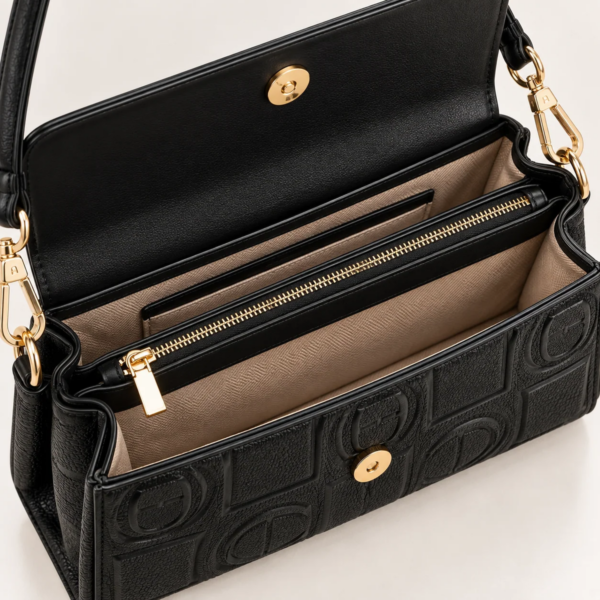 Embossed Pattern Flap Rectangular Pu Leather Shoulder & Crossbody Bag