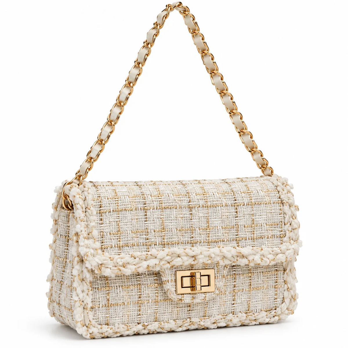 Tweed Plaid Flap Chain Shoulder Crossbody Bag