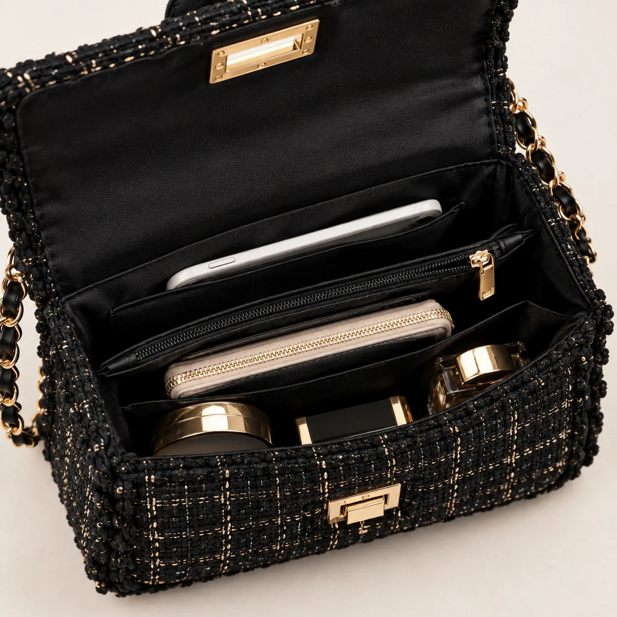 Tweed Plaid Flap Chain Shoulder Crossbody Bag